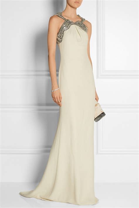 gucci white ruffle dress|Gucci long evening dresses.